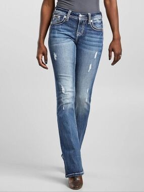 Miss Me Distressed Mid-Blue Flare Jeans